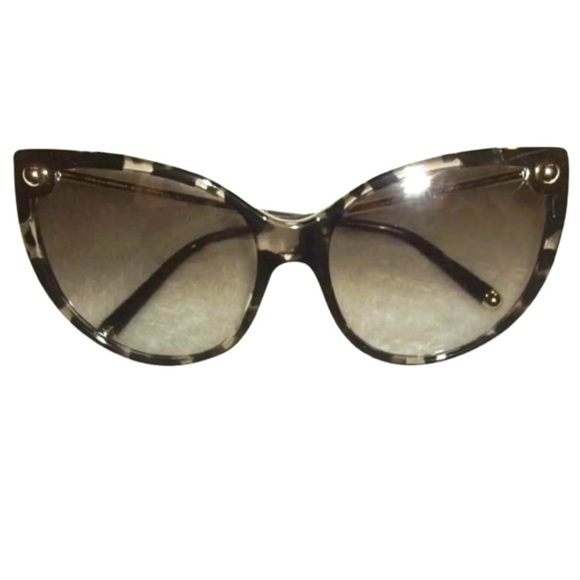 $420 Dolce&Gabbana Mirror Cat Eye Sunglasses Silver Mirror Lens Gray Havana Fram main image 8